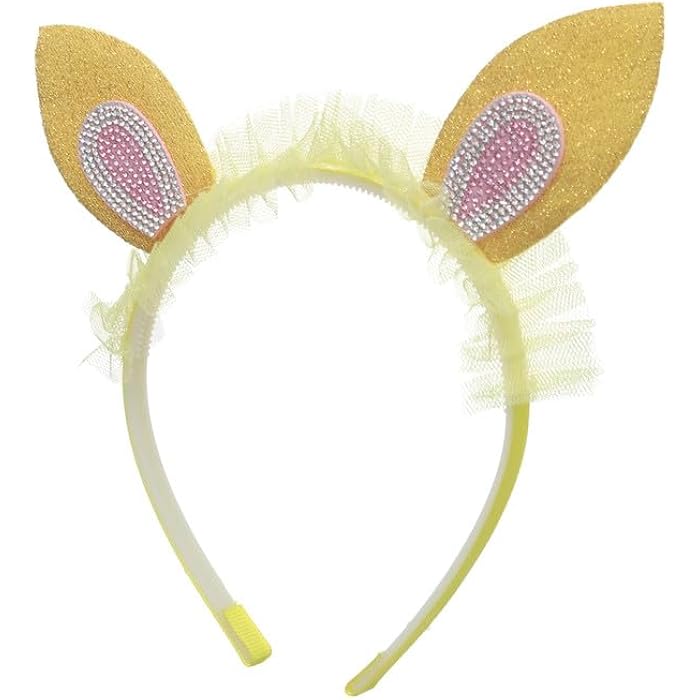 Girls Plastic Collar Hair Bow - Yellow LOG-Hband1-2 - Image 3